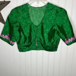 Elegant Green Floral Women's Top